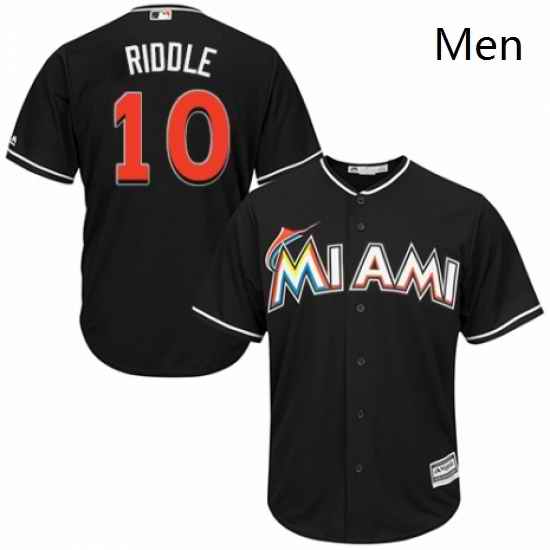 Mens Majestic Miami Marlins 10 JT Riddle Replica Black Alternate 2 Cool Base MLB Jersey